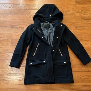 J crew stadium cloth coat with front zipper